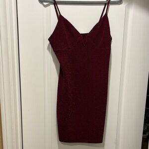 Chic Wine Spaghetti Strap Mini Dress